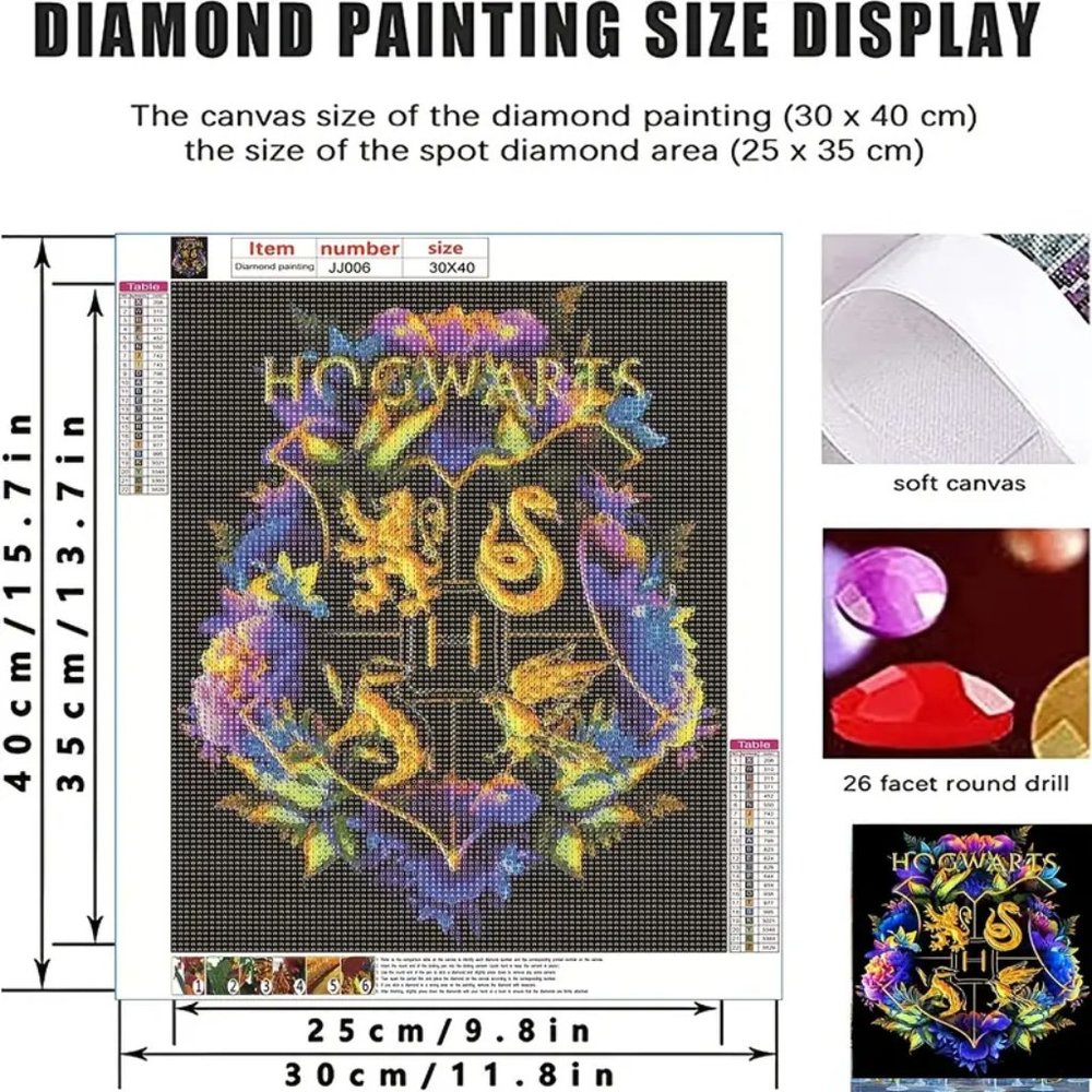 🆕 DIY Hogwarts Diamond Art Kit Frameless 12"x16"
